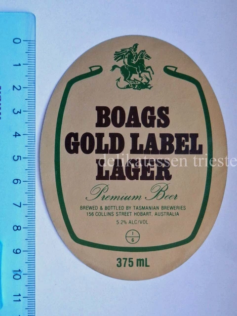 BIRRA BOAGS GOLD LABEL Lager bier beer Australia vecchia ETICHETTA old vintage