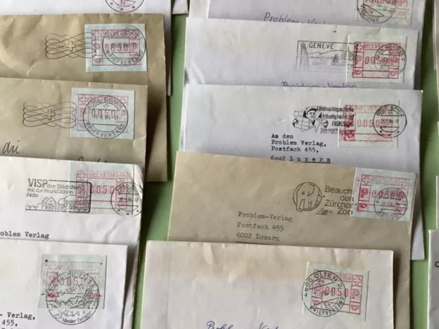 Switzerland A. T. M. Postage vending labels  21 covers duplicates Ref A1171 3