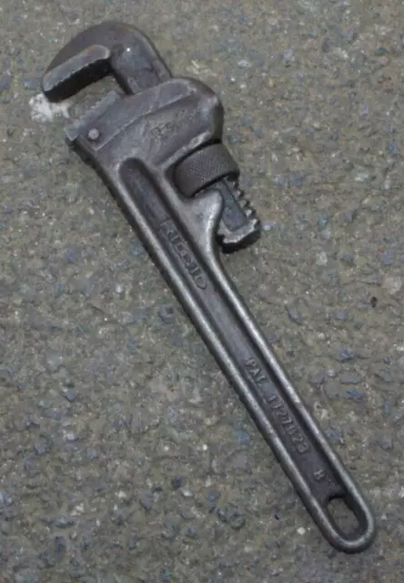 Vintage RIDGID 8" Pipe Wrench Ridge Tool Co. Elyria USA Pipe Wrench