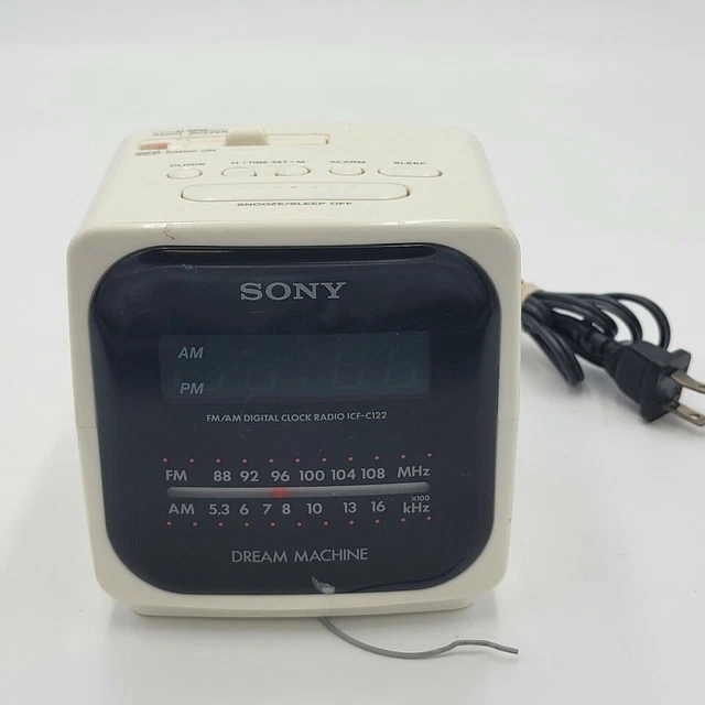 VINTAGE 1980S SONY Dream Machine Cube Alarm Clock AM/FM Works ICFC122