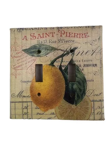 St. Pierre Lemon Double Decoupage Light Switch Plate Cover Mediterranean Lemon