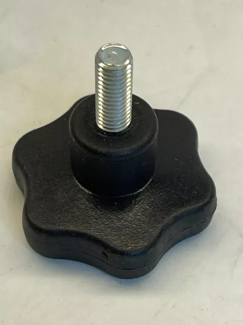 1 Clamping Knob 2” Plastic Six Pointed  Head Male 3/8-16 Black (23D26)