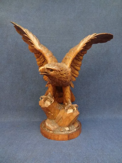 Black Forest Eagle spread wings, large statue nearly 25"high, very impressive