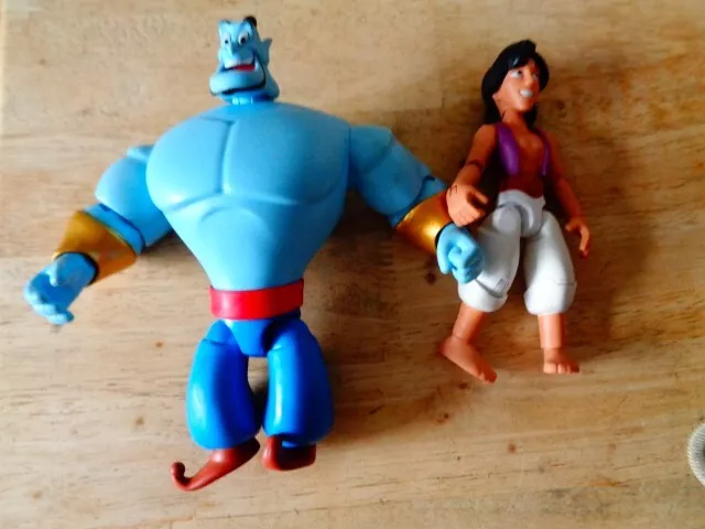 Disney Aladdin and Genie hard plastic figures sizes 5"&6.5"