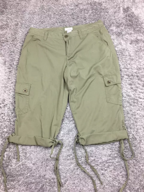 Maurices Cargo Capri Pants Womens Size 9/10 Green Roll Tab Convertible