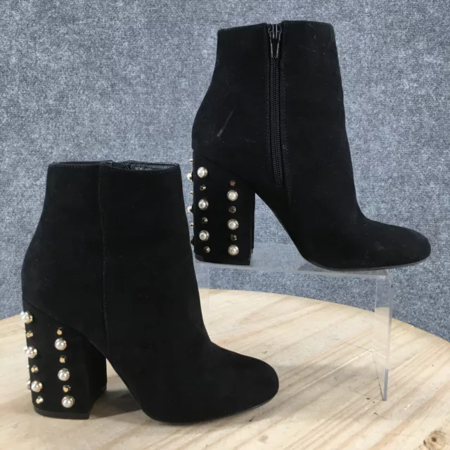 Steve Madden Boots Womens 7 M Noel Studded Side Zip Ankle Bootie Black Fabric