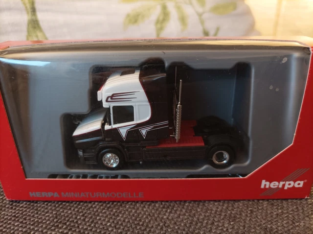 Camion Scania Remorque à Benne Basculante - Modèle Réduit Herpa 1:87 (échelle H0), Couleur Blanche, Fabrication Allemagne