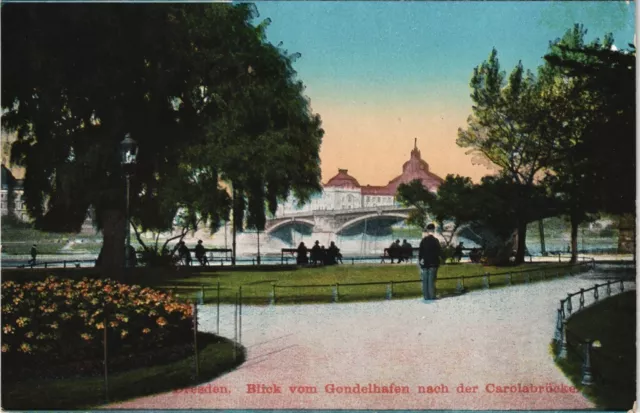 Äußere Neustadt-Dresden Blick vom Gondelhafen nach der Carolabrücke, 1913 2