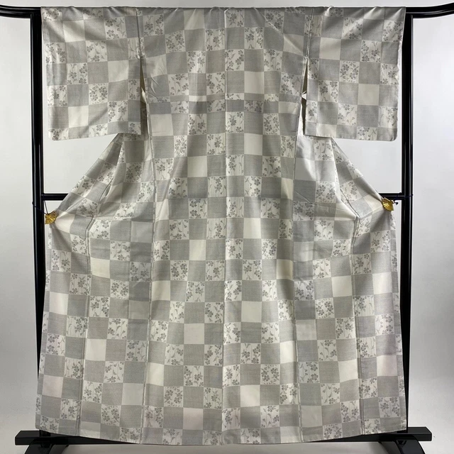 JAPANESE KIMONO TSUMUGI 160cm 5' 3" PURE SILK VINTAGE ANTIQUE 6472