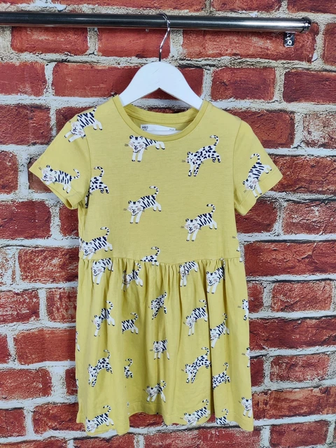 Pacchetto Ragazze Età 5-6 Anni Abito A Maniche Corte M&S X2 Set Doppio Gatto Tigre 116 Cm 2