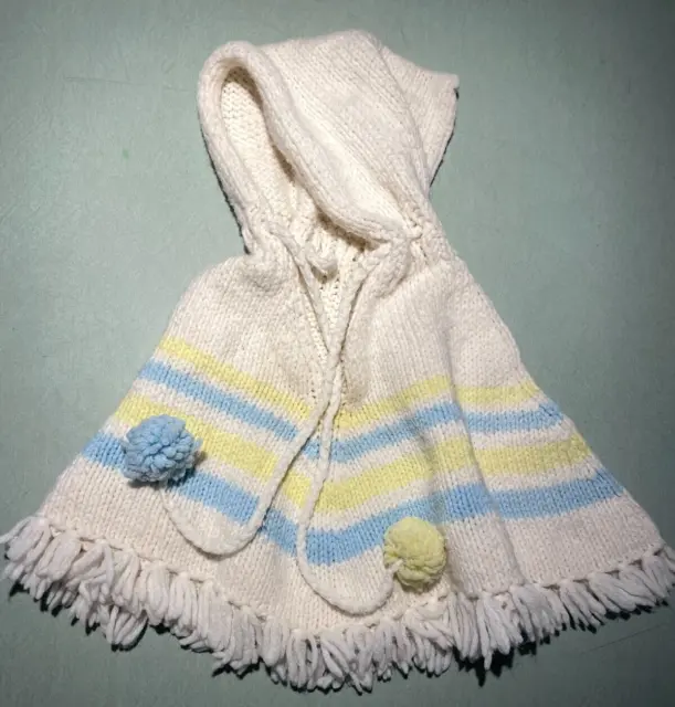 Vintage 70s Toddler Hooded Poncho