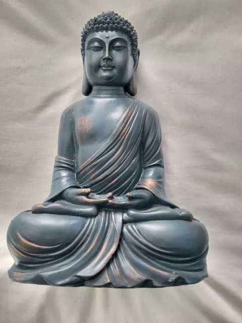 Garden Ornament Sitting Buddha Bronze Stone Zen Effect Outdoor Indoor Statue