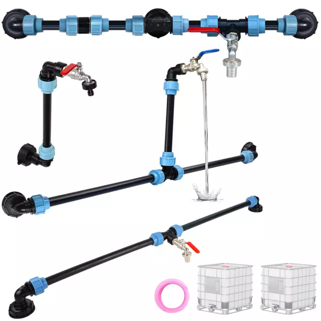 IBC Schwanenhals Verbindungsset 2-3 Tanks Container Adapter Zubehör Auslaufhahn