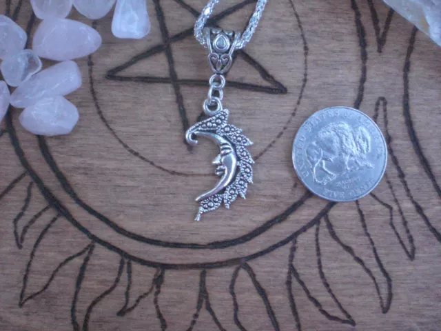 Moon Goddess Witch Wicca Silver Necklace