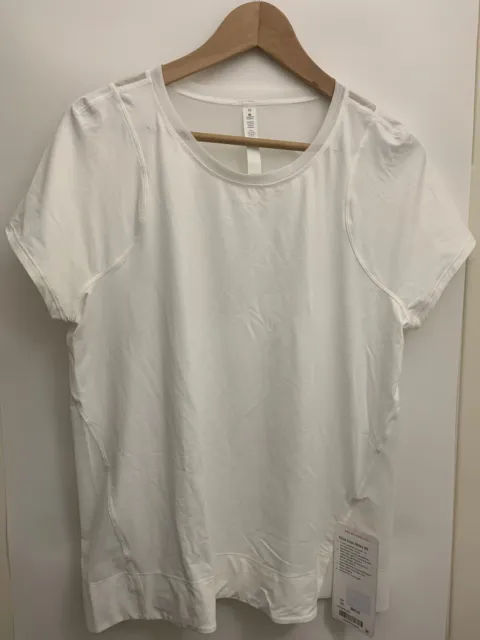 LULULEMON MIND OVER Miles SS NWT Size 10 White Mesh Back Shirt