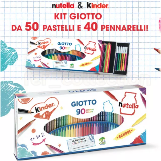 Kit Giotto scuola Kinder e Nutella 90 colori (40 pennarelli 50 pastelli) - NUOVO