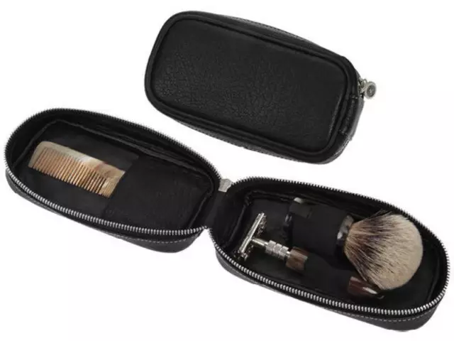 Hans Kniebes Travel Leather Case For Shaving Gear