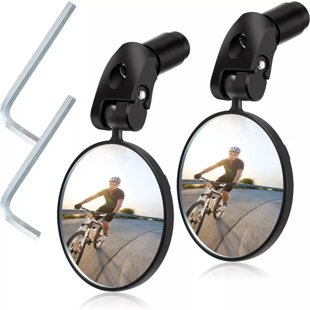 2PCS Adjustable Bike Rear View Mirror Bicycle Bell Handlebar Rearview Mirror
