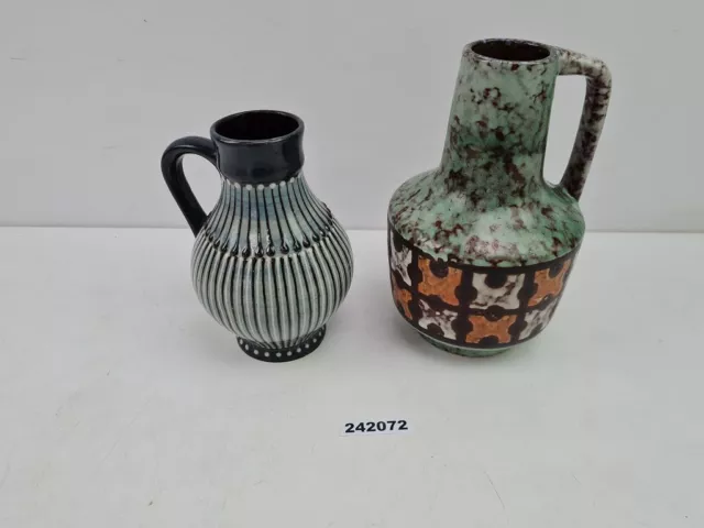 2x Vasen Mid Centery Keramik braun grün schwarz weiß grau Steingut Vase #242072