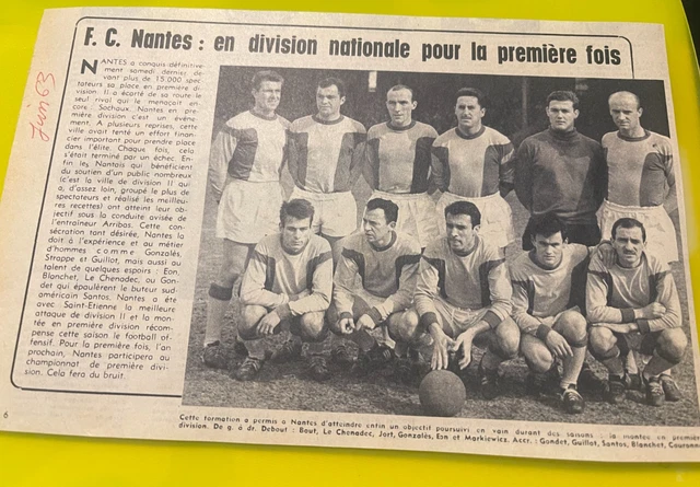 coupure de presse - )) équipe FC NANTES 1967/1968