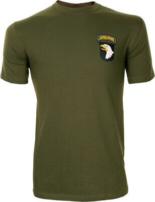 101st Airborne Small Logo T-shirt - Green US American Screaming Eagles