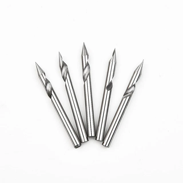 5pcs 30-Deg V Groove Engraving Tool Flat Bottom-CNC-Spiral Router Bits 1/8-Shank