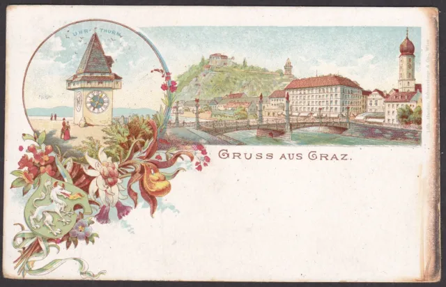 22914 Gruss aus Graz Litho 1897 (!)
