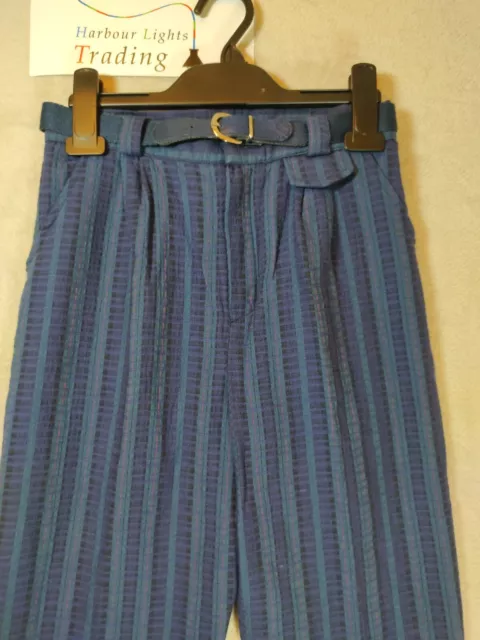 Pantaloni vintage a scacchi blu tartan da bambina età 10 anni 140 cm