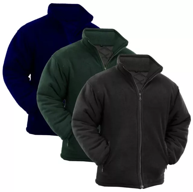 Mens Extra Thick Fleece Heavy Duty Work Jacket Padded Anti Pill Winter Black 3