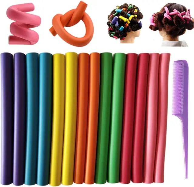 30-Pack Flexible Curling Rods, CAREUOKLAB Hair Rollers Twist-Flex Curlers with S