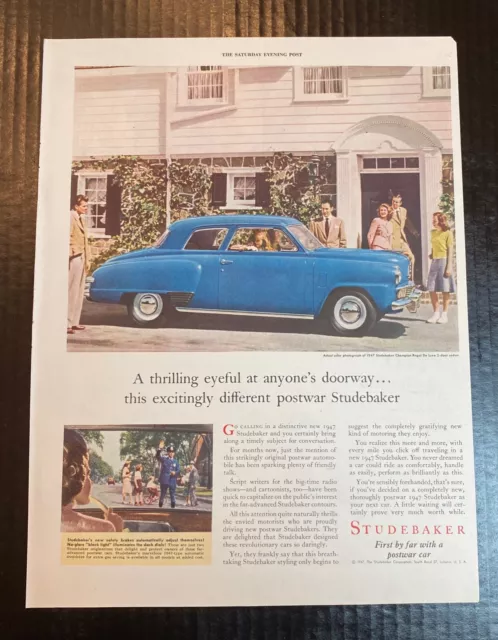 1947 Studebaker: Gets People Really Excited Vintage Print Ad 2 Dr Postwar Coupe