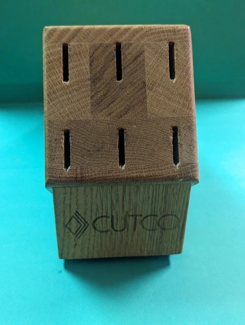 Cutco  Knife Block - 6 Table Steak Knife SLOTS -Honey Oak VGC. Made In USA