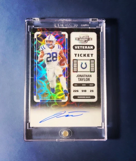 2022 Panini Optic Contenders Jonathan Taylor Veteran Ticket Auto Black Scope /25