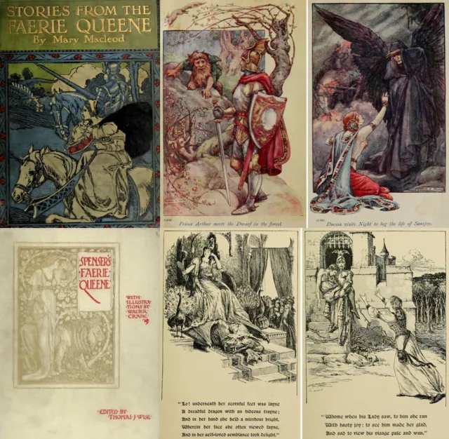 The Faerie Queene Illustrated Walter Crane Arts & Crafts 6 Volumes (1895) on DVD