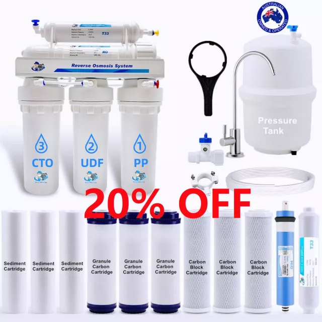 5 Stage Undersink Reverse Osmosis Water Filter RO System Plus 7 Filters 75 GPD