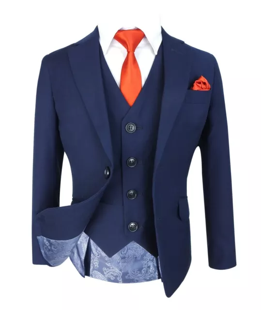 Boys Slim Fit French Blue Wedding Prom Communion Page Boy Dinner Suit