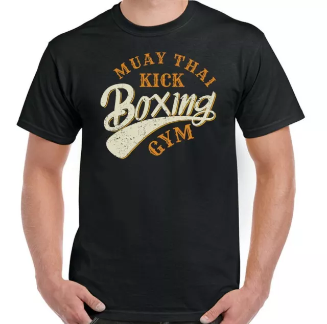 Muay Thai T-Shirt Kick Boxing Gym Mens Martial Arts MMA Top UFC Skull Boxer