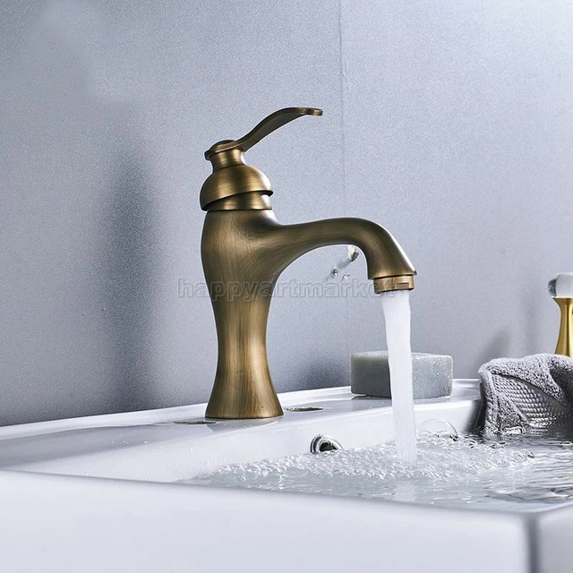 Grifo antiguo de latón de una sola manija lavabo lavabo grifo mezclador de un solo orificio