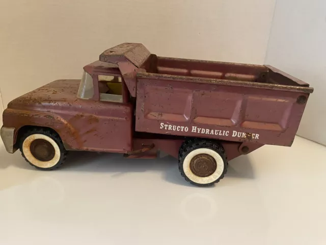 Vintage Original Structo Hydraulic Dumper Pressed Steel Toy Dump Truck Antique