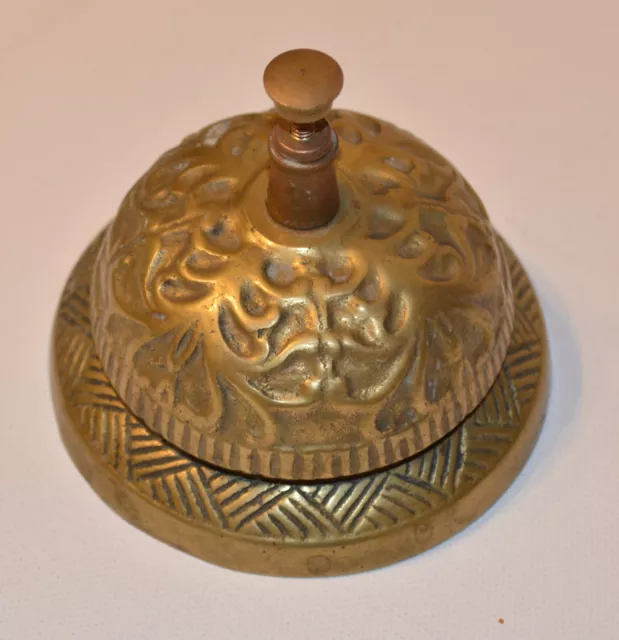 Vintage solid brass ornate counter service bell. App.3.5” across…