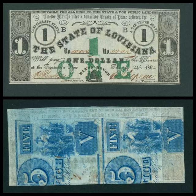 $1 1862 ((CU)) State of Louisiana - Baton Rouge Obsolete ((PRINTED REVERSE))