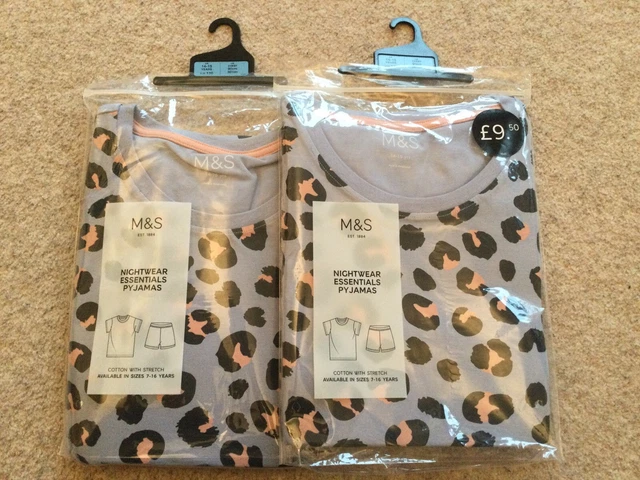 Girls Pyjamas PJs Shorts Shortie Marks & Spencer Age 14-15 BRAND NEW == 2 Pairs