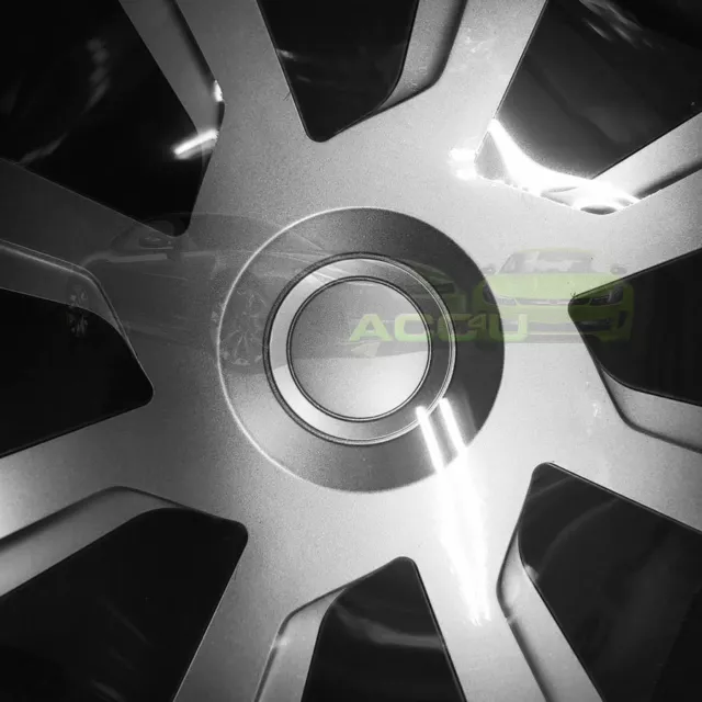 16" Silver Black Van Motorhome Deep Dish Wheel Trims Hub Caps Covers Set Sim157+ 6