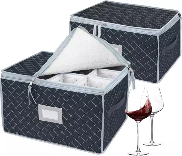 Stemware Storage Cases - Holds 24 Wine Glass Storage or China Crystal Glassware