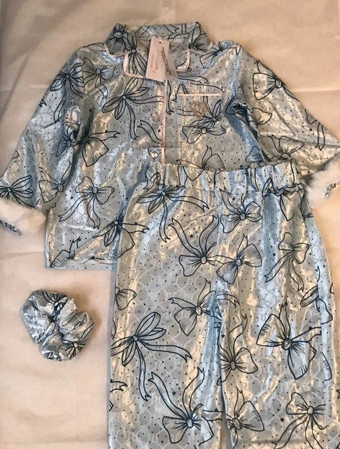 Set pigiama tre pezzi mini ragazze età 2-3 anni logo ri blu ri NUOVO