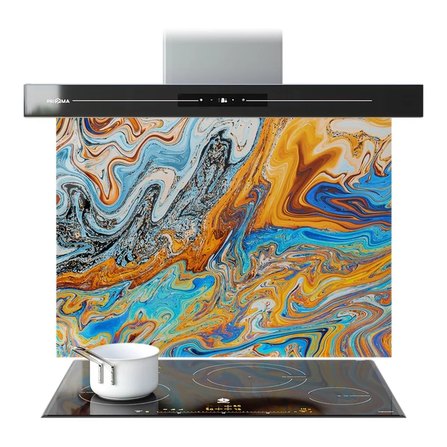 GLASS SPLASHBACK WALL Panel Kitchen TANY SIZE Liquid Rainbow Ink Marble ...
