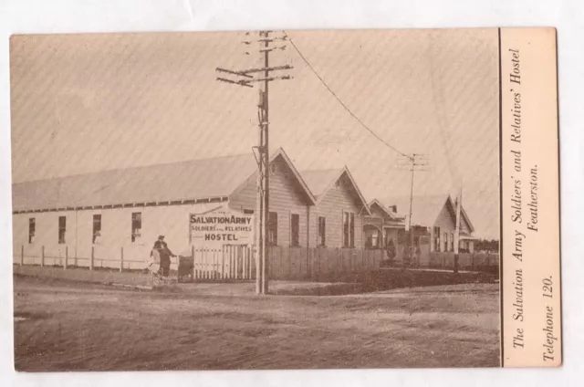 VINTAGE POSTCARD SALVATION ARMY SOLDIERS & RELATIVES HOSTEL FEATHERSTON 1900s