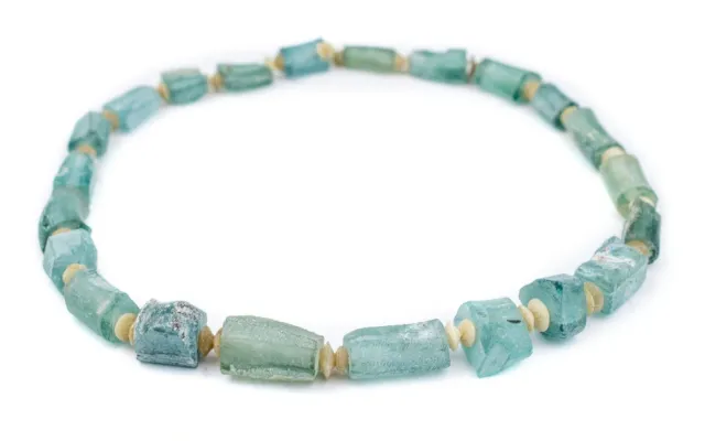 Rectangular Ancient Roman Glass Beads Aqua 9mm Afghanistan Green Rectangle