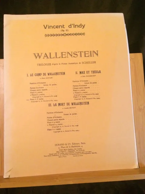 Vincent D'Indy Le Camp de Wallenstein partition réduction piano éditions Durand