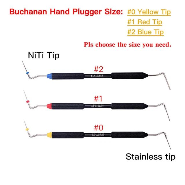Dental Endo Buchanan Hand Plugger Tip Fill Obturation Instrument Size-0#,1#,2#